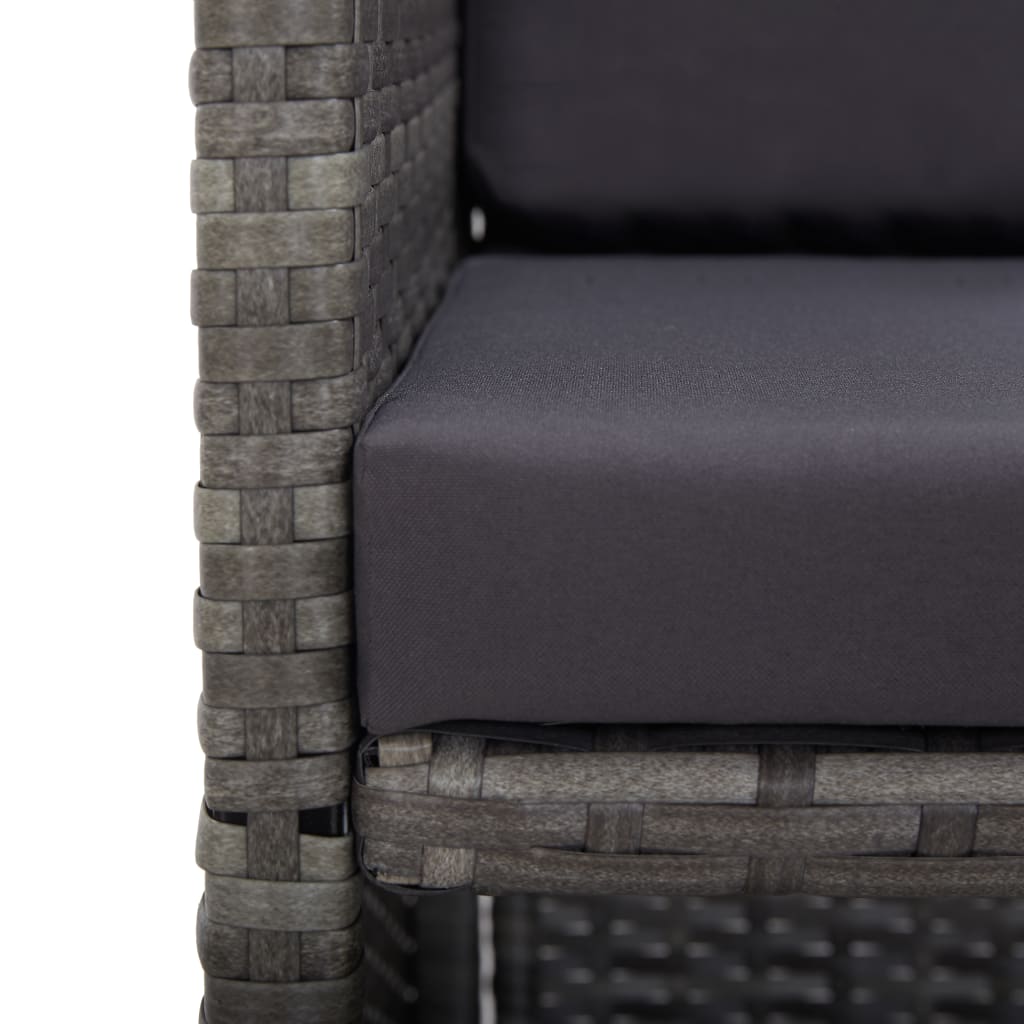 17 részes szürke polyrattan kültéri étkezőgarnitúra párnákkal