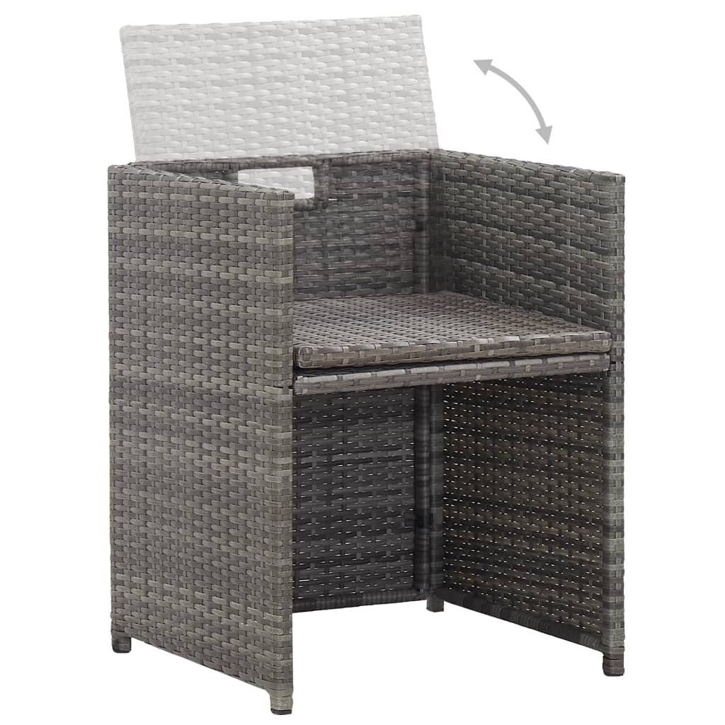 17 részes szürke polyrattan kültéri étkezőgarnitúra párnákkal