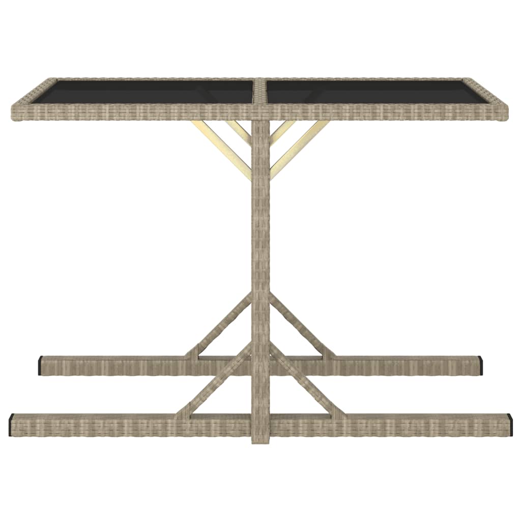 Bézs üveg és polyrattan kerti asztal 110 x 53 x 72 cm