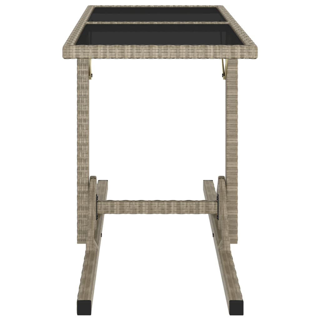Bézs üveg és polyrattan kerti asztal 110 x 53 x 72 cm