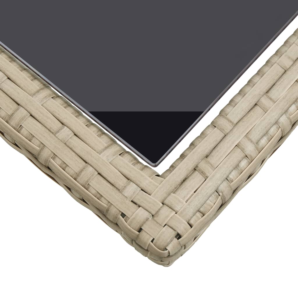 Bézs üveg és polyrattan kerti asztal 110 x 53 x 72 cm