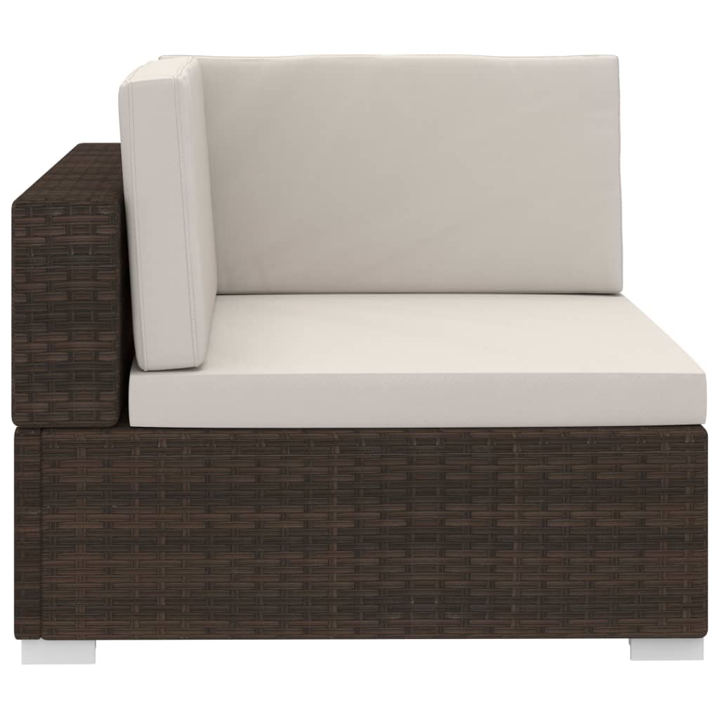 3 részes barna polyrattan kerti kanapészett párnákkal