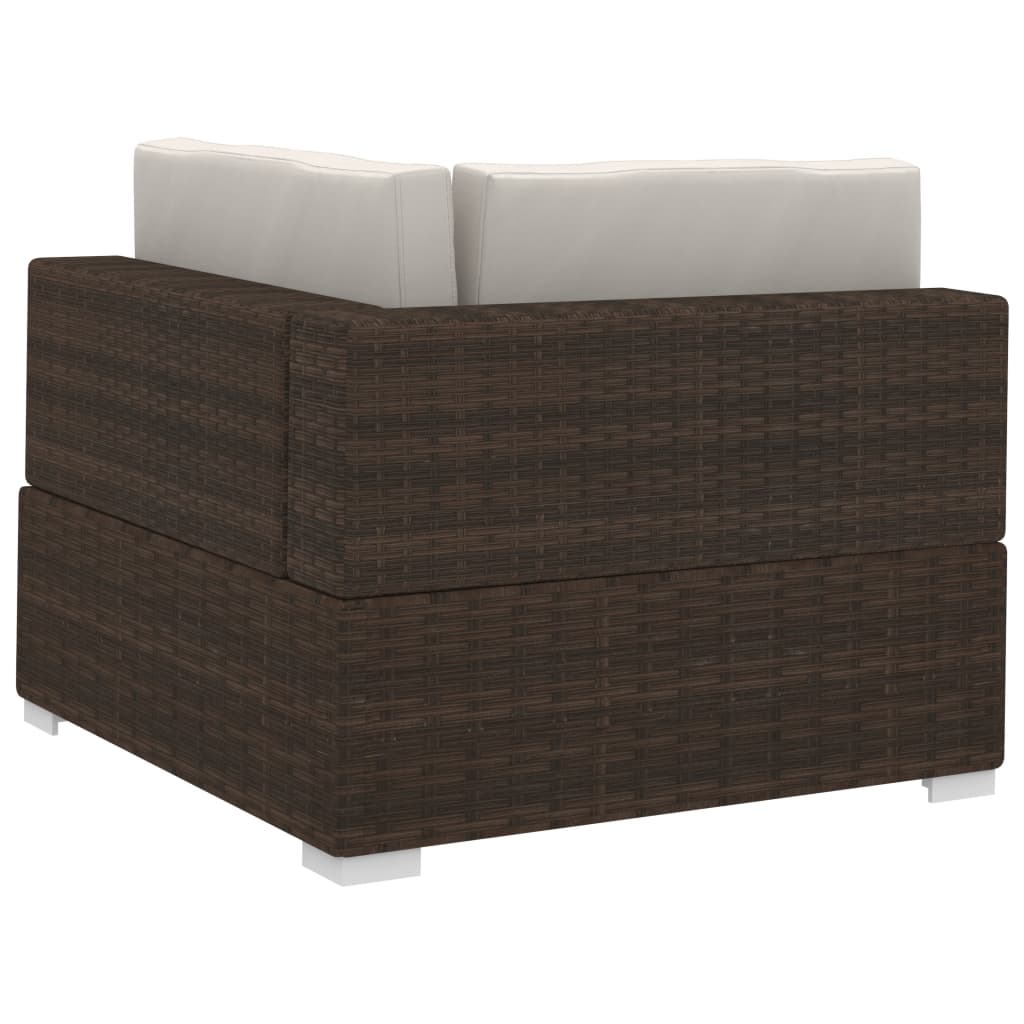 3 részes barna polyrattan kerti kanapészett párnákkal