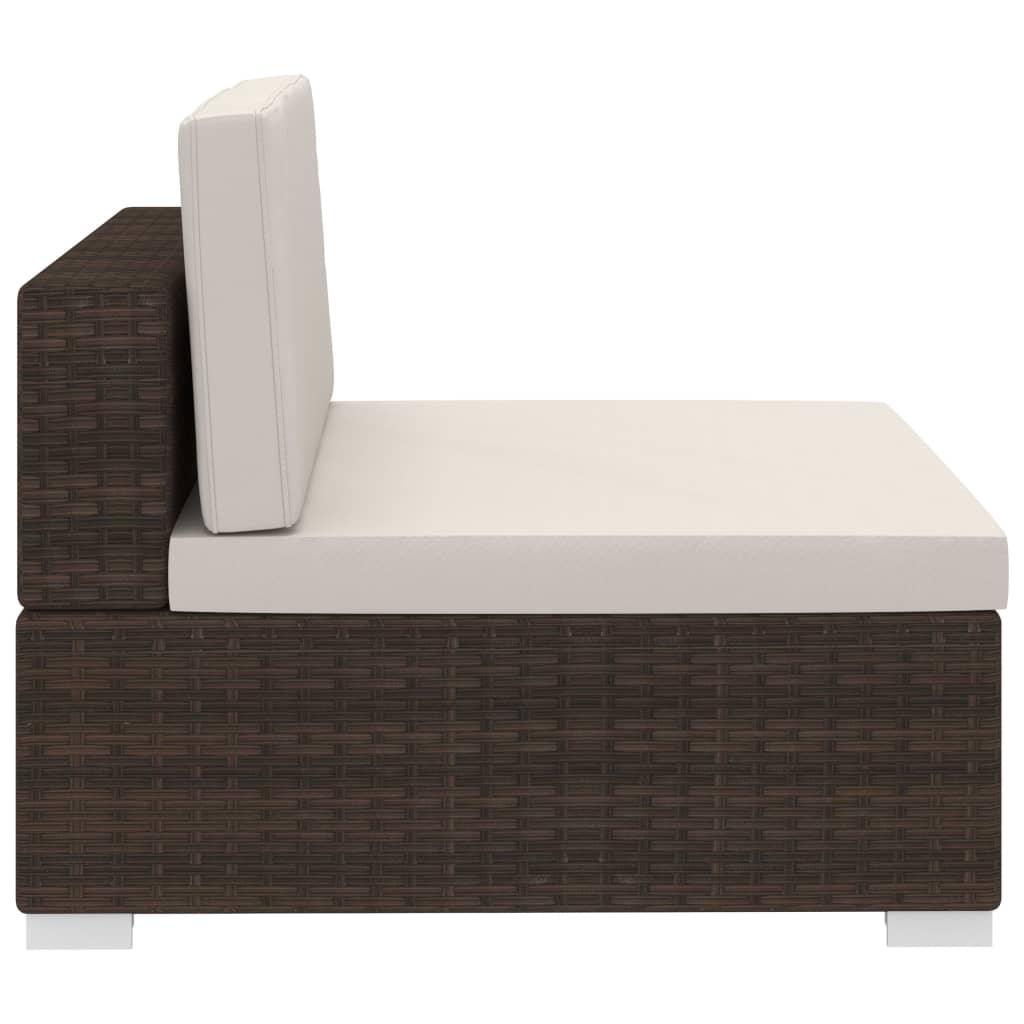 3 részes barna polyrattan kerti kanapészett párnákkal