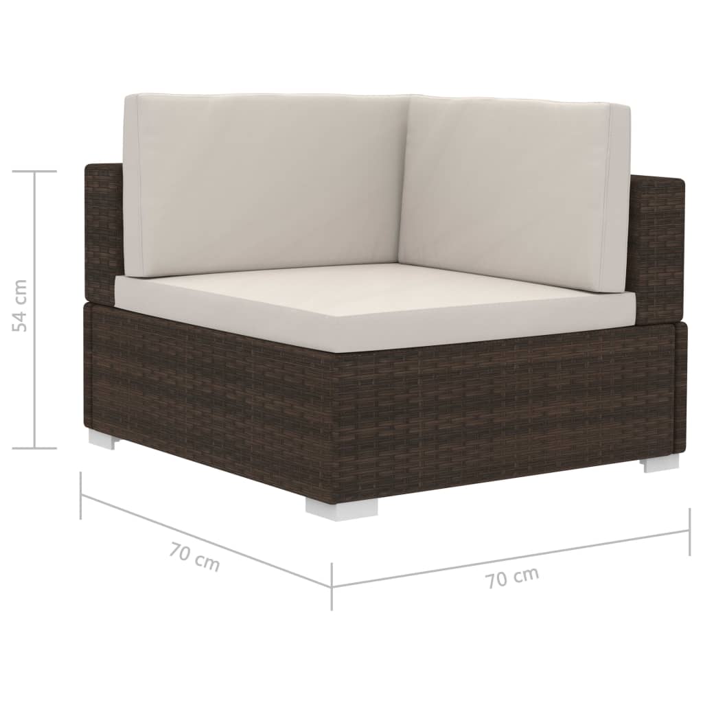 3 részes barna polyrattan kerti kanapészett párnákkal