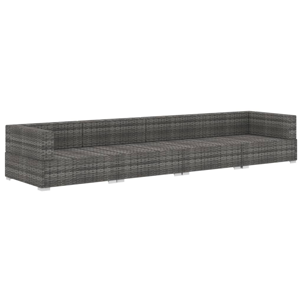 4 részes szürke polyrattan kerti kanapészett párnákkal