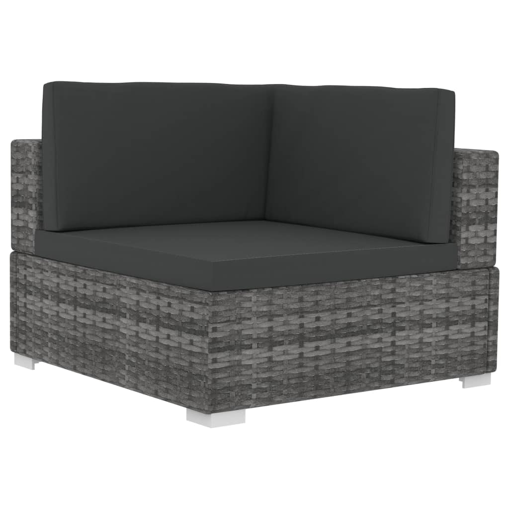 4 részes szürke polyrattan kerti kanapészett párnákkal