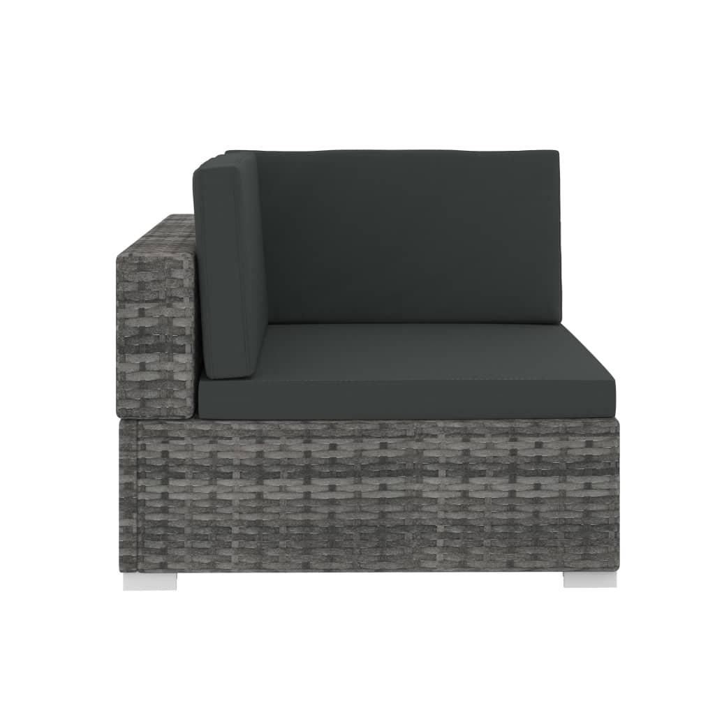 4 részes szürke polyrattan kerti kanapészett párnákkal