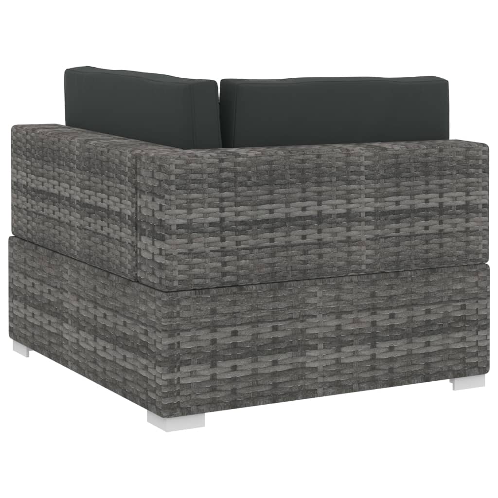 4 részes szürke polyrattan kerti kanapészett párnákkal
