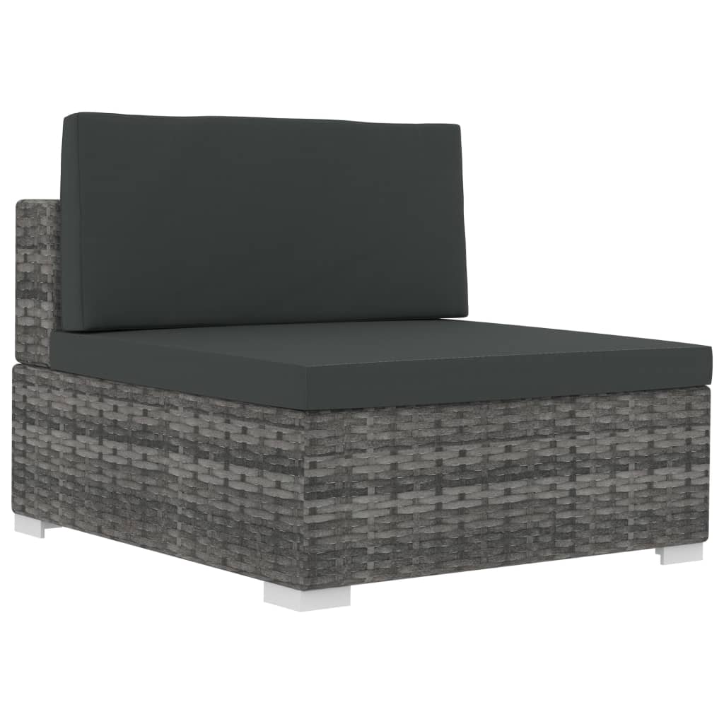 4 részes szürke polyrattan kerti kanapészett párnákkal