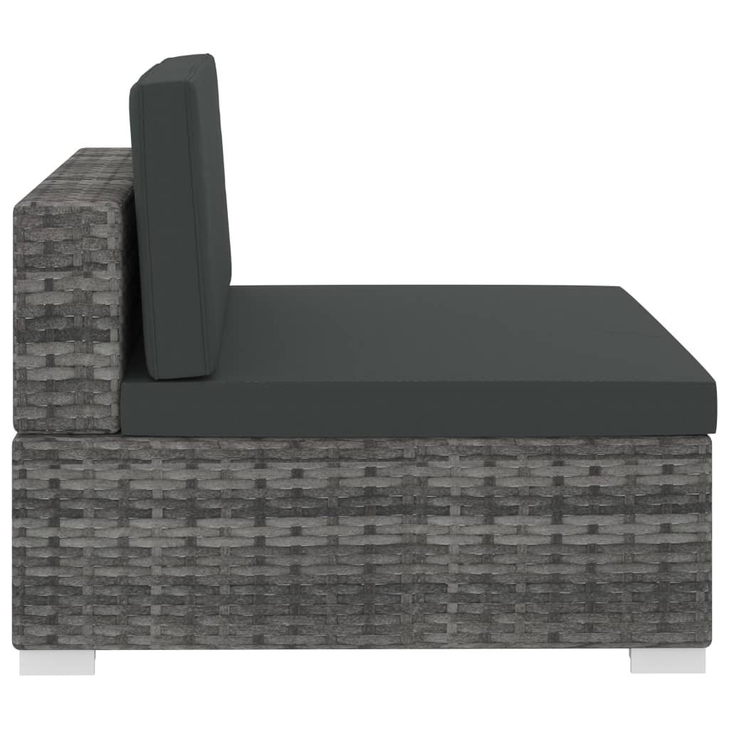 4 részes szürke polyrattan kerti kanapészett párnákkal
