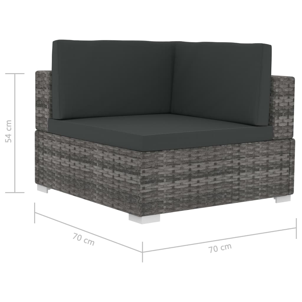 4 részes szürke polyrattan kerti kanapészett párnákkal