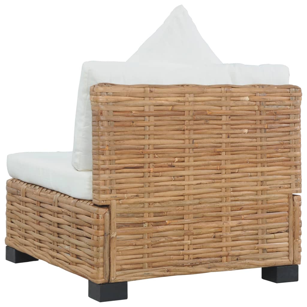 Természetes színű rattan karfa nélküli fotel párnával Természetes színű rattan karfa nélküli fotel párnával
