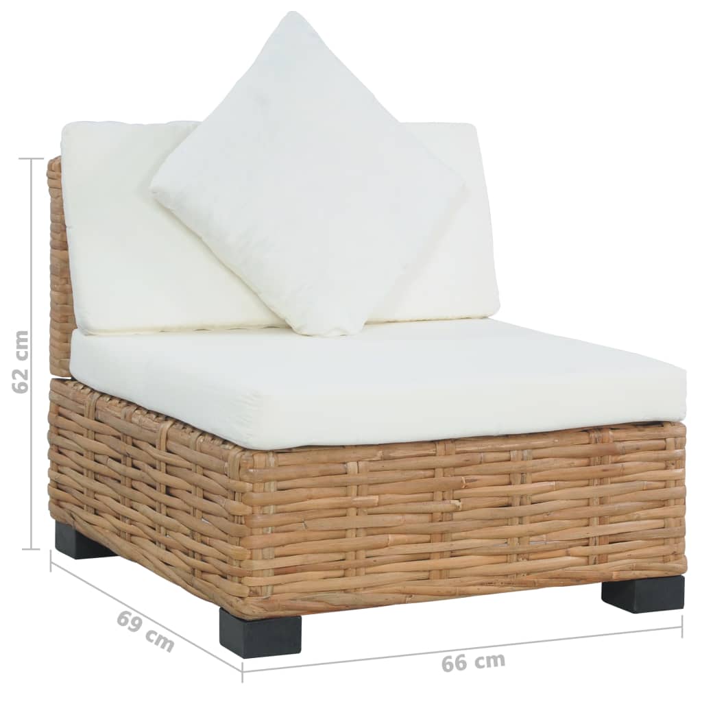 Természetes színű rattan karfa nélküli fotel párnával Természetes színű rattan karfa nélküli fotel párnával