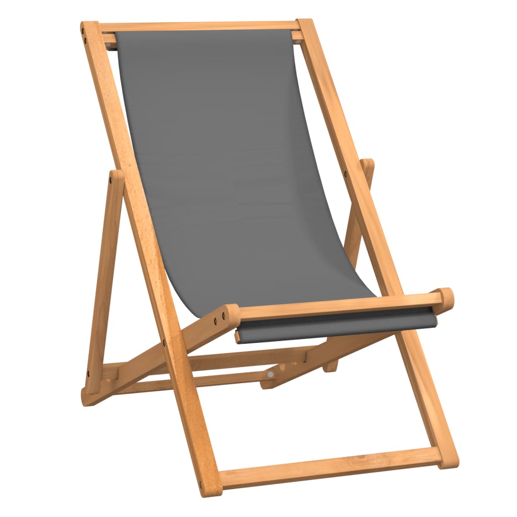 Szürke összecsukható tömör tíkfa strandszék