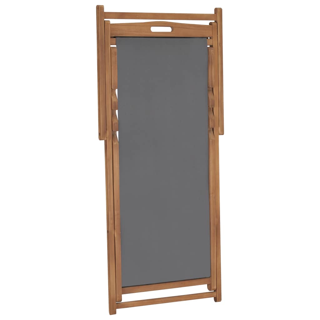 Szürke összecsukható tömör tíkfa strandszék