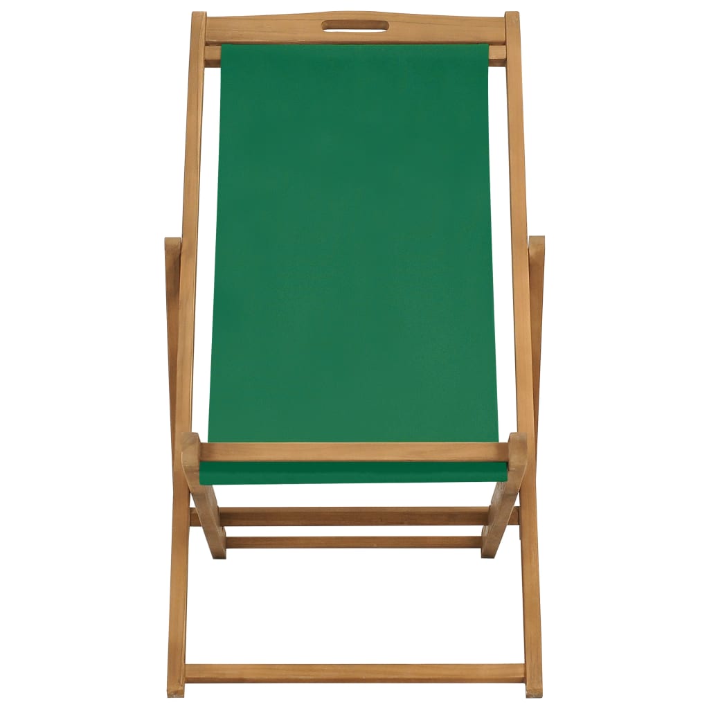 Zöld összecsukható tömör tíkfa strandszék