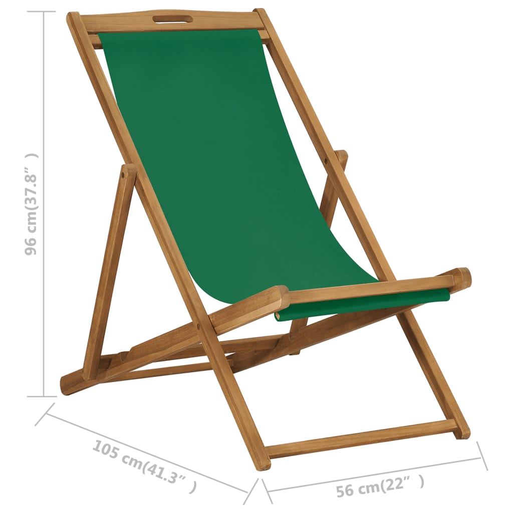 Zöld összecsukható tömör tíkfa strandszék