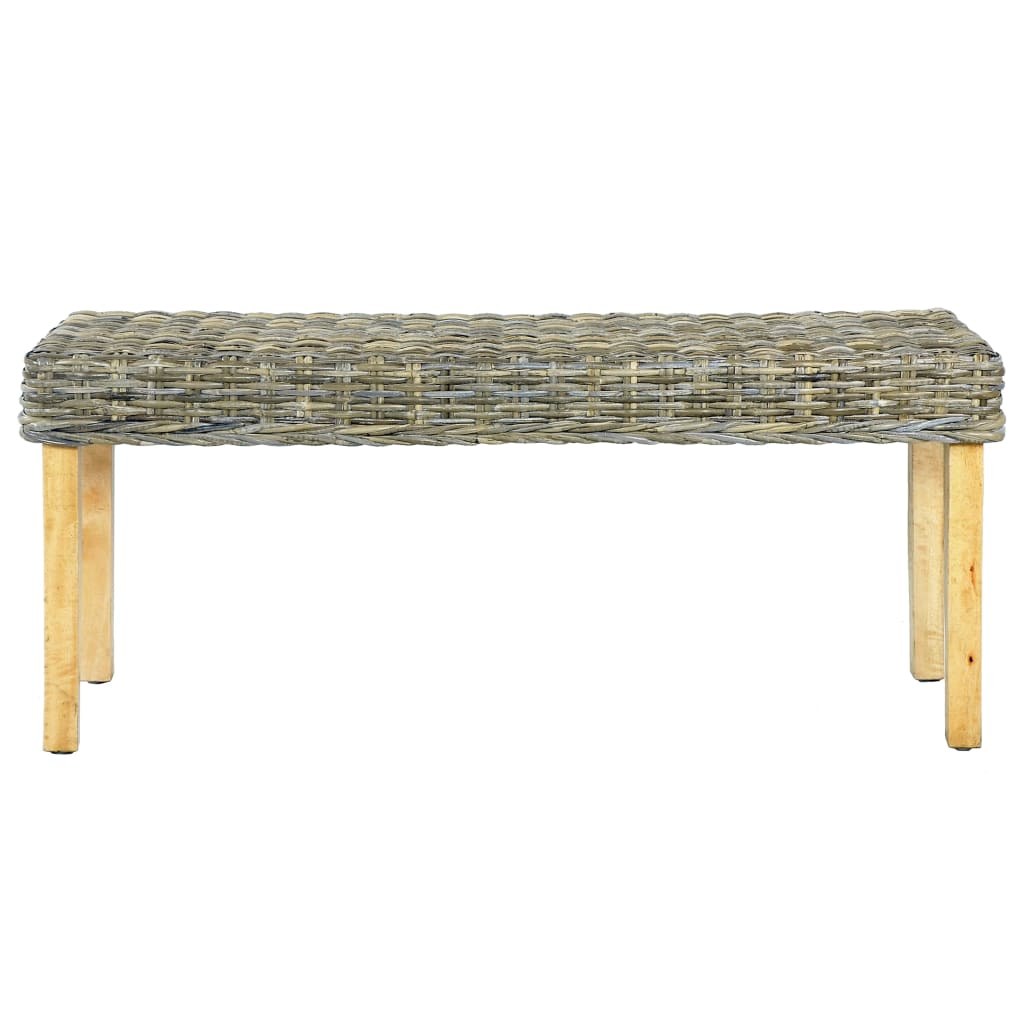 Természetes kubu rattan és tömör mangófa pad 110 cm