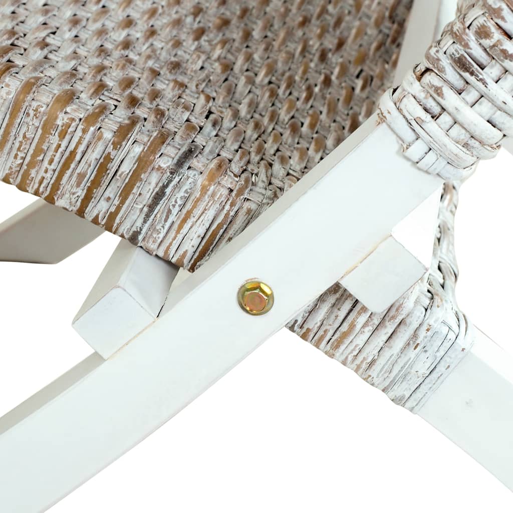 Fehér természetes kubu rattan és tömör mahagóni pihenőszék