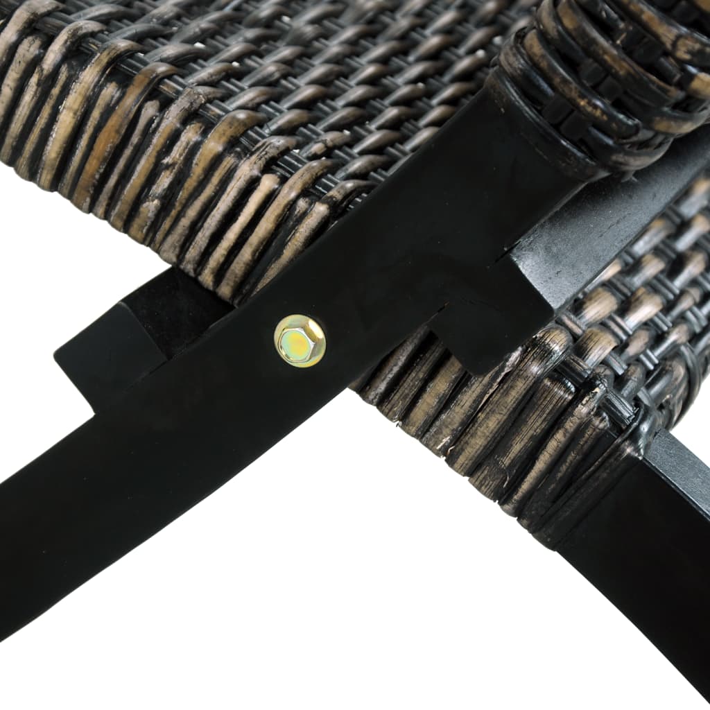 Fekete természetes kubu rattan és tömör mahagóni pihenőszék