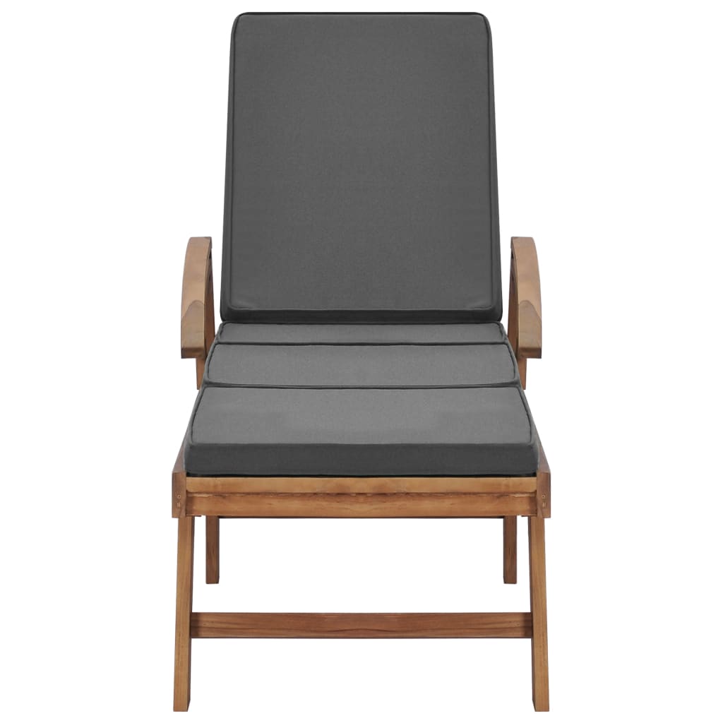 Tömör tíkfa napozóágy sötétszürke párnával