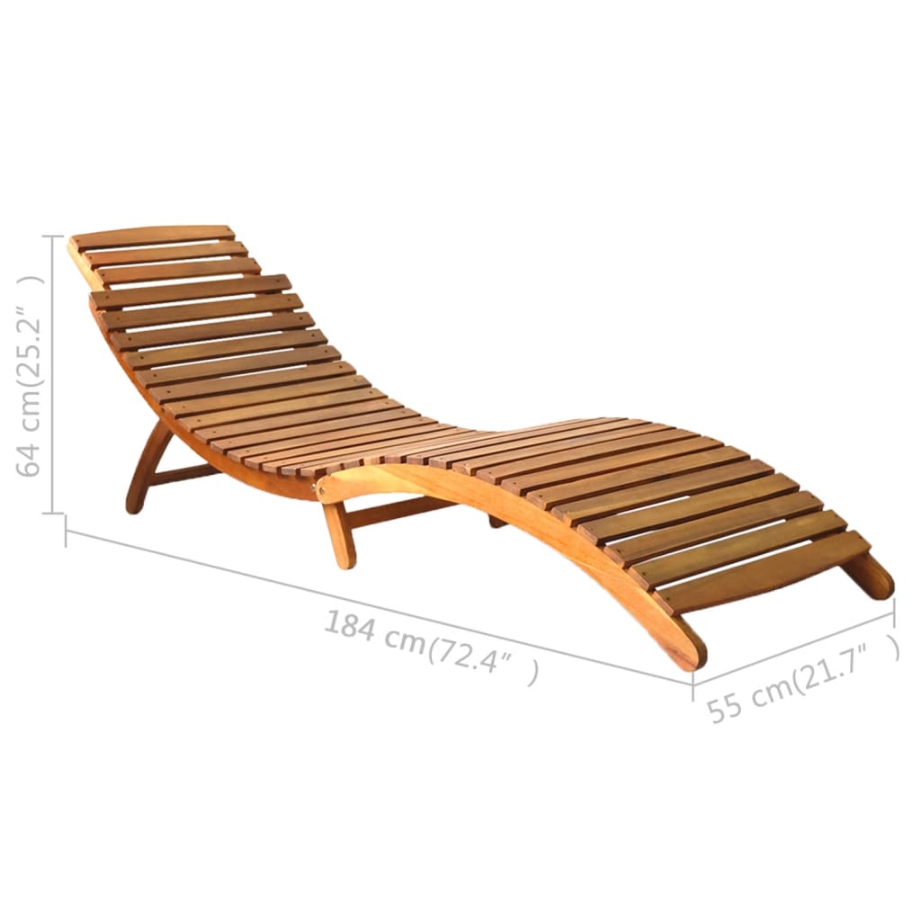 | napozóágy | 1-személy barna 55 x 184 x 64cm tömör akácfa
