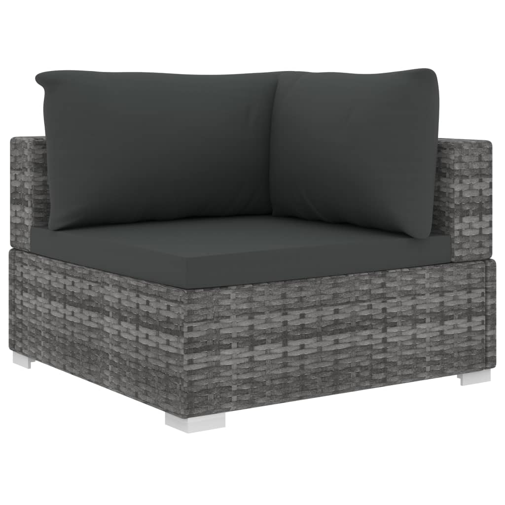 10 részes szürke polyrattan kerti ülőgarnitúra párnákkal