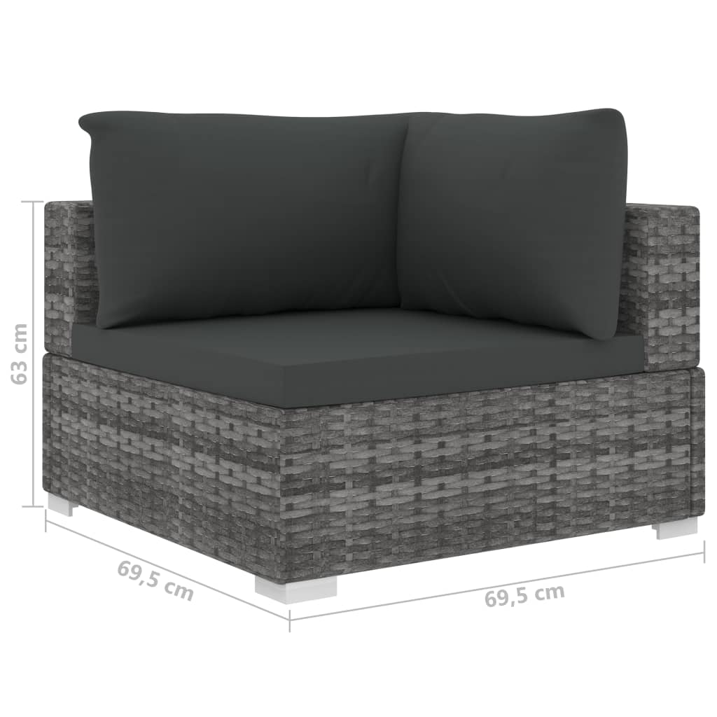 10 részes szürke polyrattan kerti ülőgarnitúra párnákkal