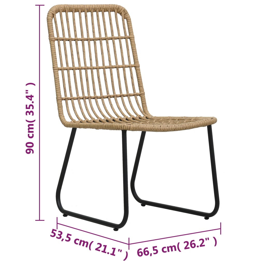 2 db tölgyszínű polyrattan kerti szék