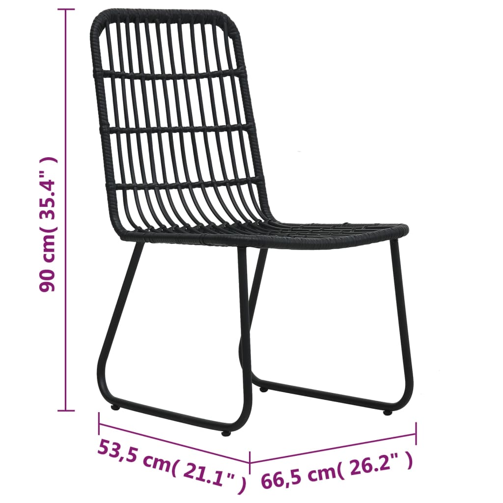 2 db fekete polyrattan kerti szék