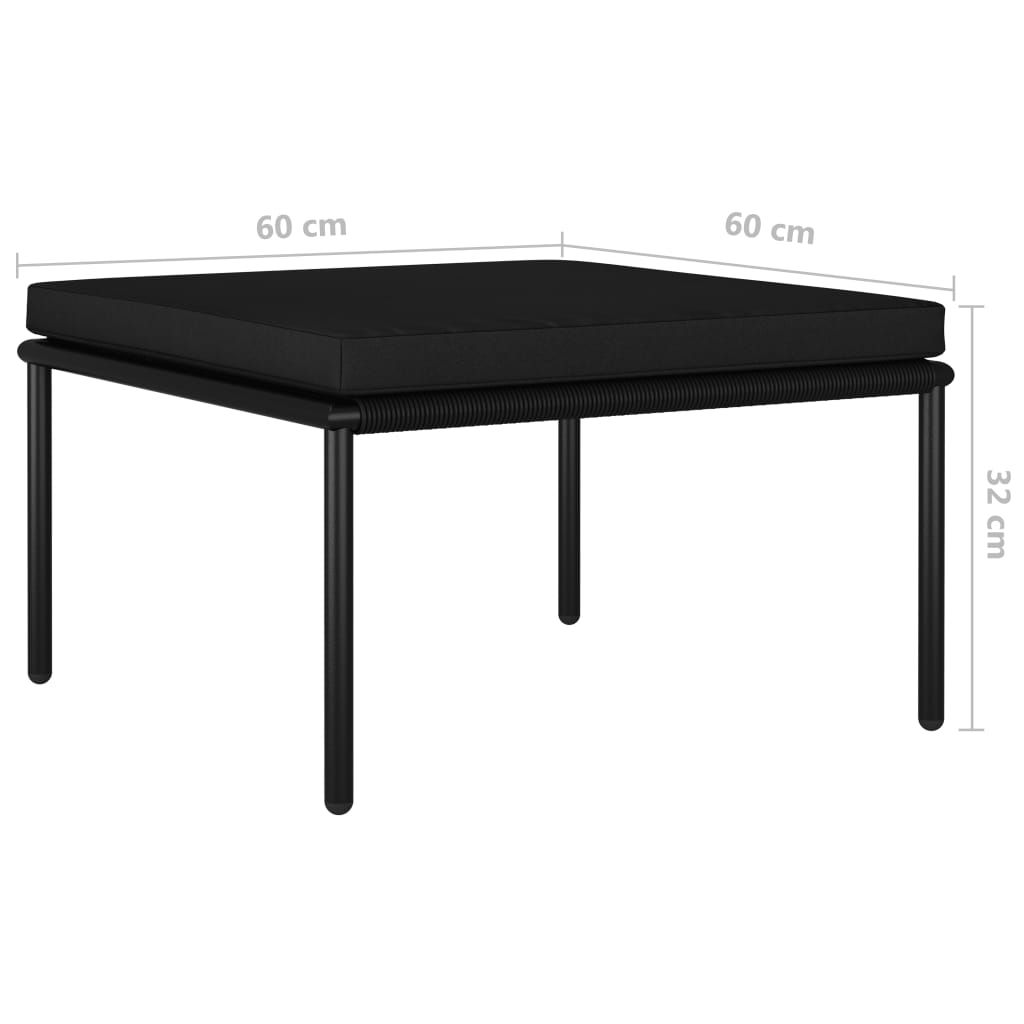 3 részes fekete pvc kerti ülőgarnitúra párnákkal