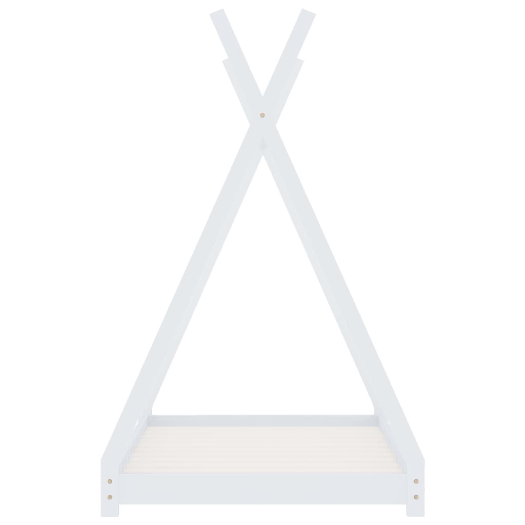 Fehér tömör fenyőfa gyerekágy-keret 70 x 140 cm