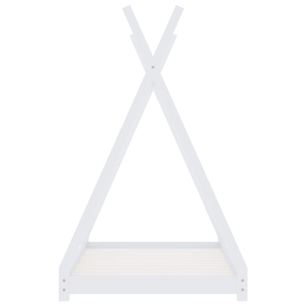 Fehér tömör fenyőfa gyerekágy-keret 90 x 200 cm