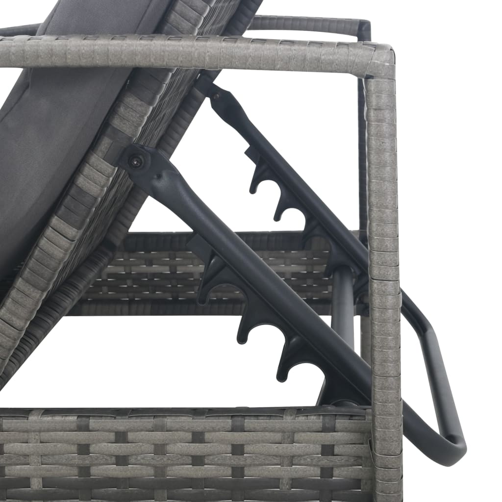 Szürke polyrattan karfás napozóágy