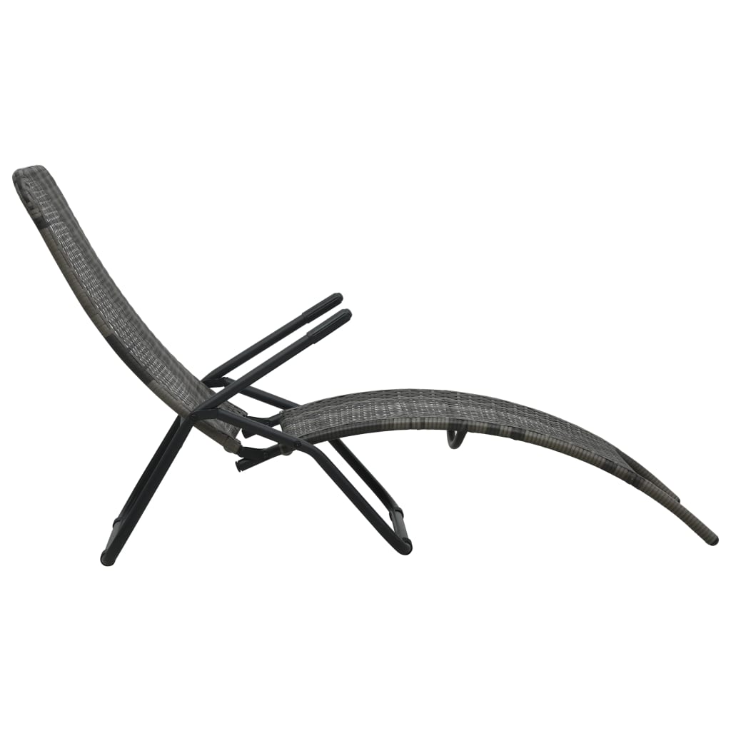 Szürke összecsukható polyrattan napozóágy
