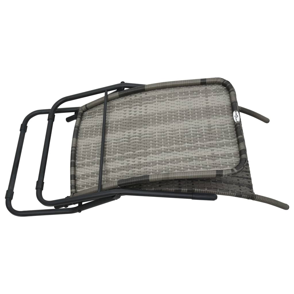 Szürke összecsukható polyrattan napozóágy