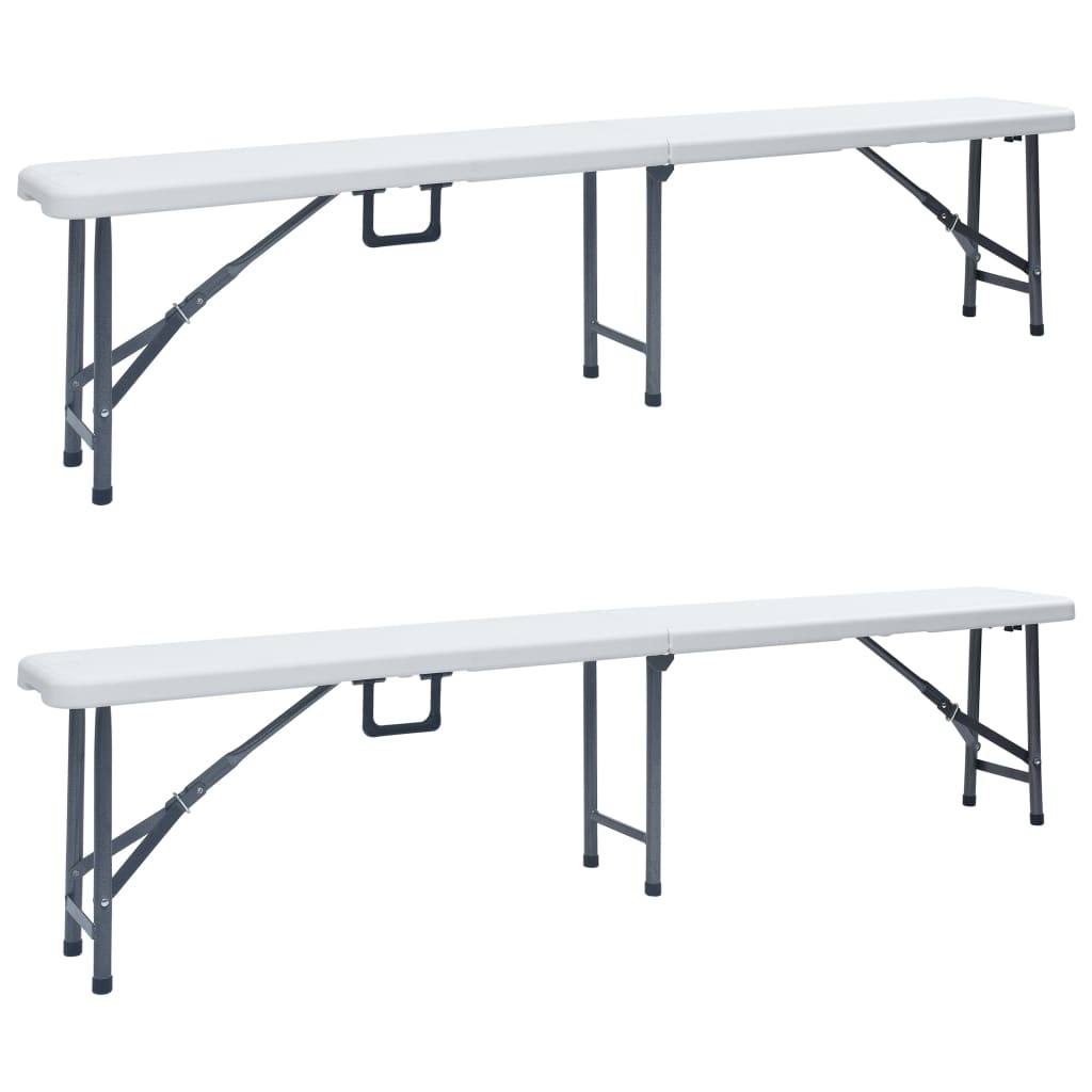 2 db fehér összecsukható hdpe kerti pad 180 cm