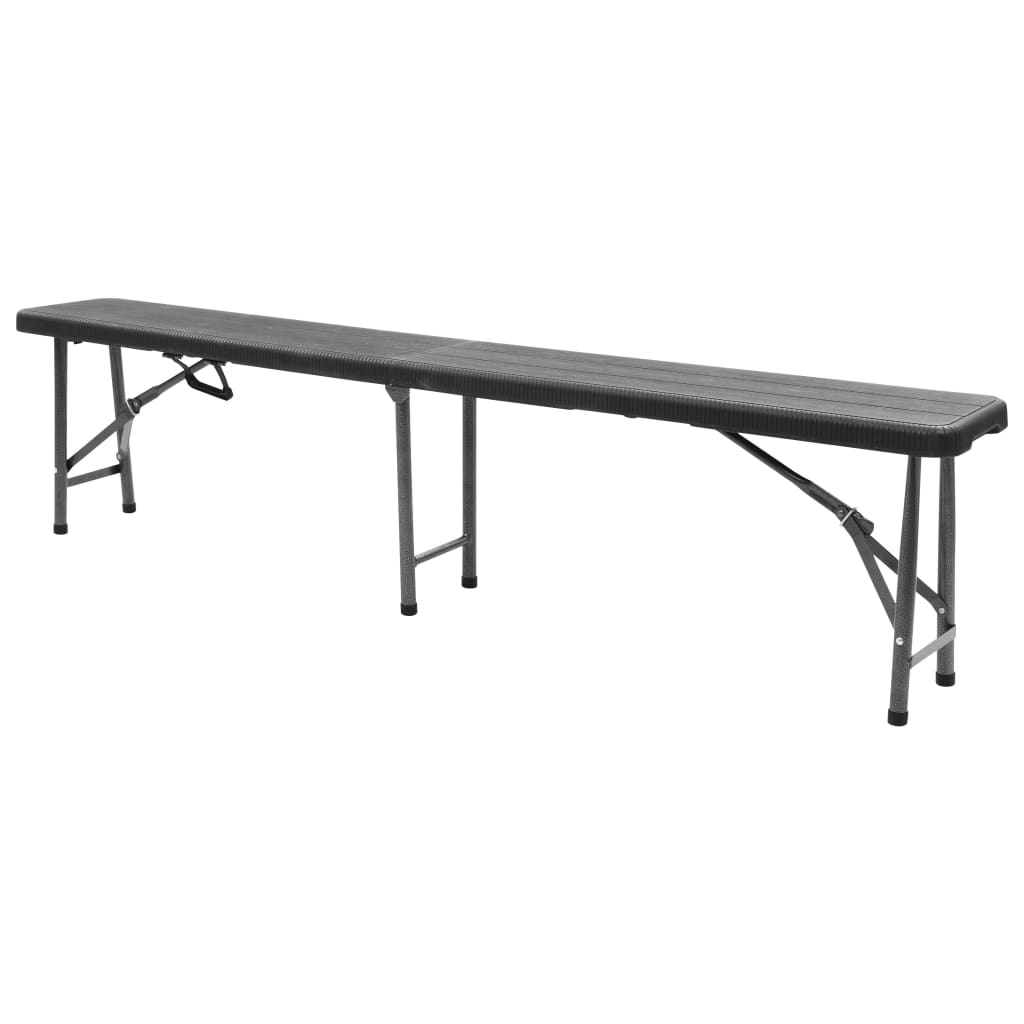 2 db fekete összecsukható hdpe kerti pad 180 cm