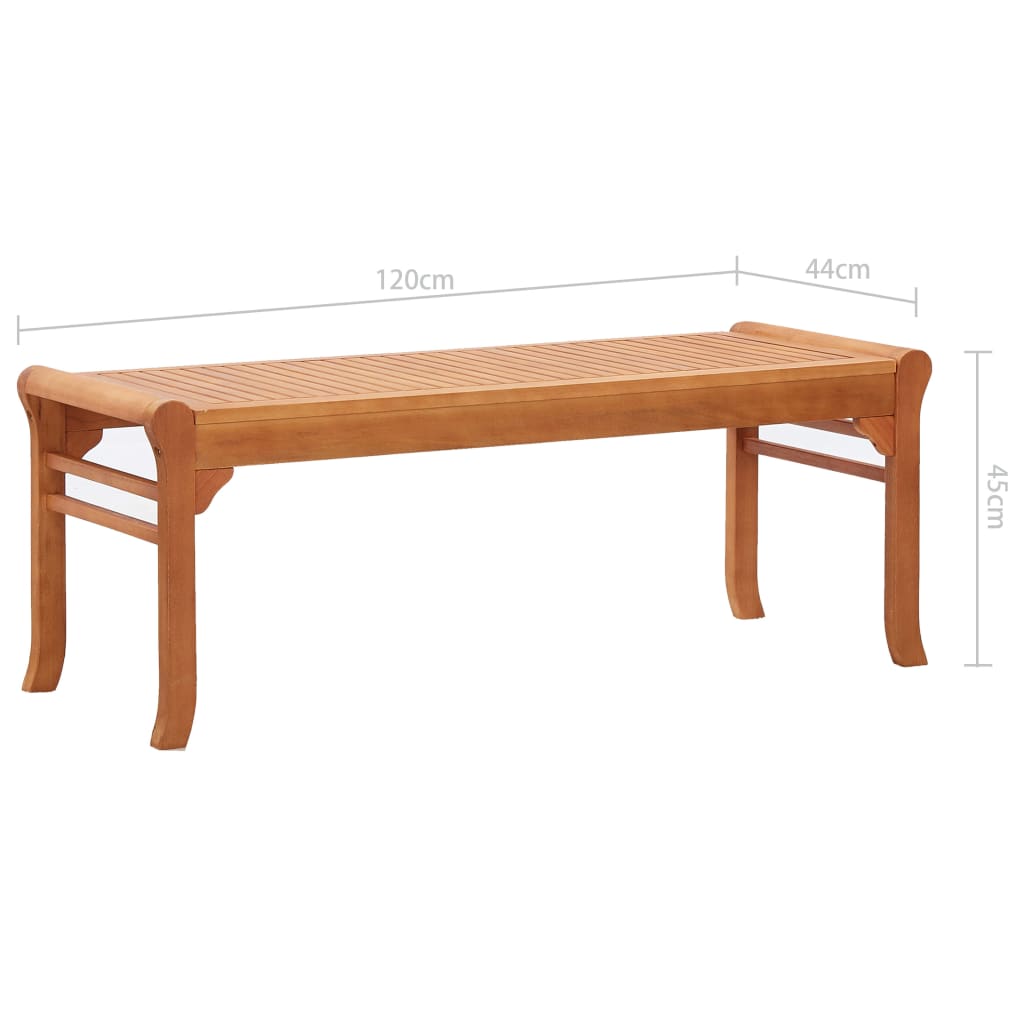 Kétszemélyes tömör eukaliptuszfa kerti pad 120 cm