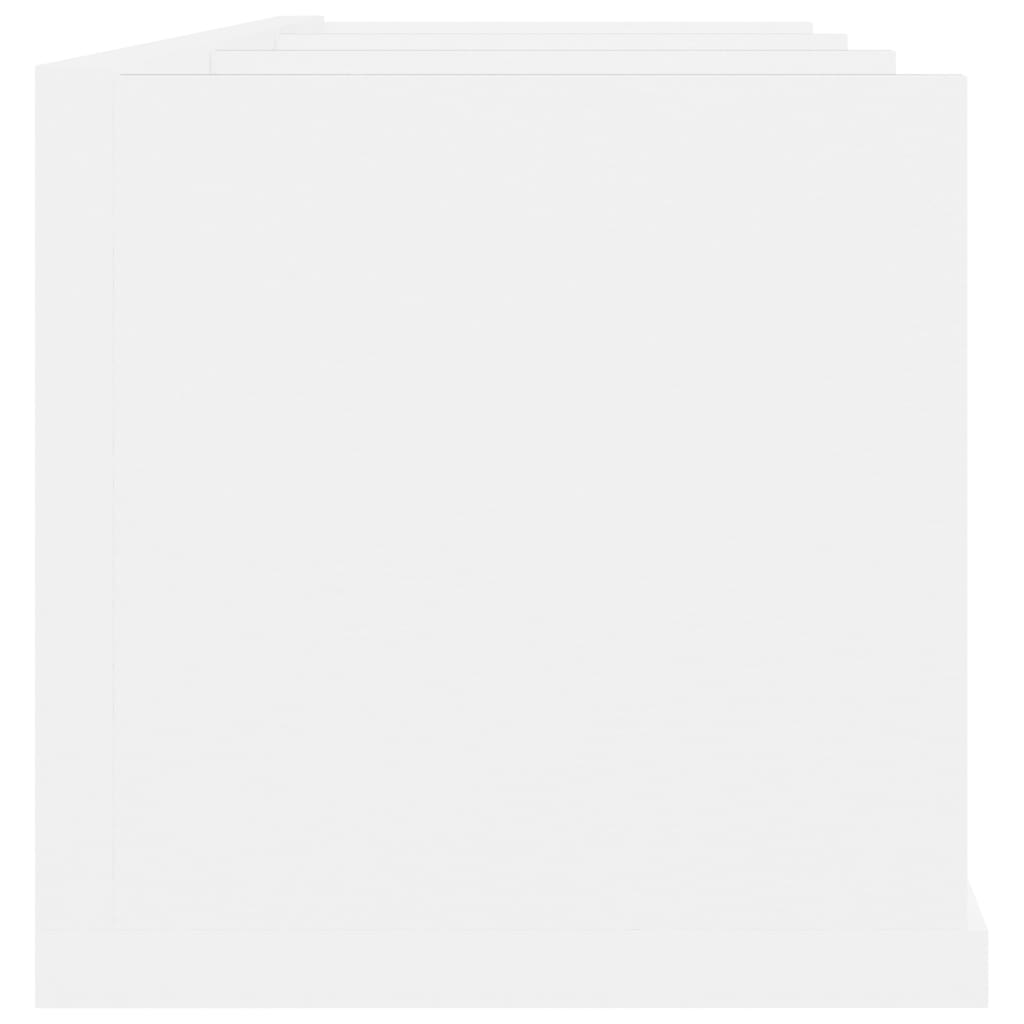 Fehér forgácslap cd-tartó fali polc 75 x 18 x 18 cm