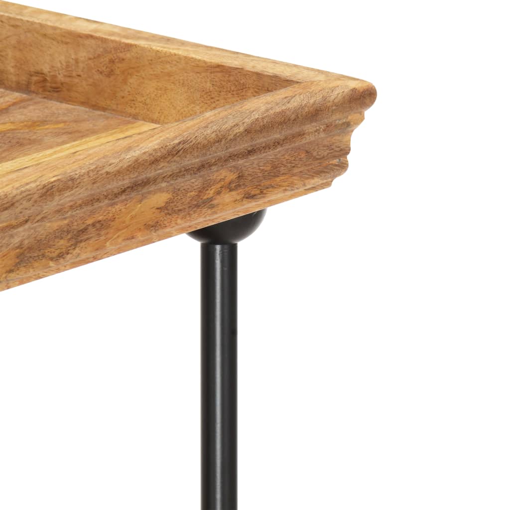 2-szintes tömör mangófa és acél könyvespolc 110 x 35 x 75 cm