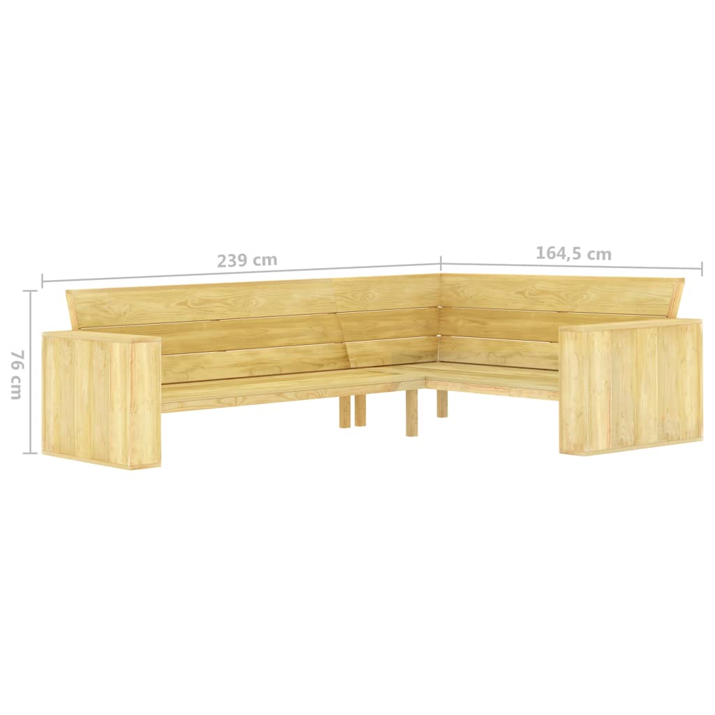 Impregnált fenyőfa kerti sarokpad 239 cm Impregnált fenyőfa kerti sarokpad 239 cm