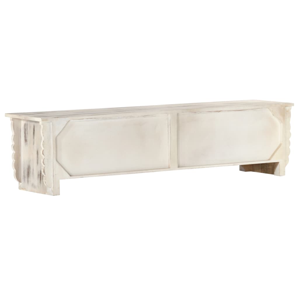 Fehér tömör mangófa tv-szekrény 140 x 30 x 35 cm