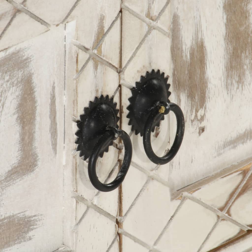 Fehér tömör mangófa tv-szekrény 140 x 30 x 35 cm