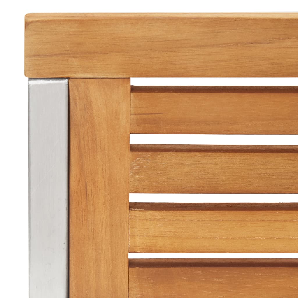 2 db tömör tíkfa és rozsdamentes acél kerti szék