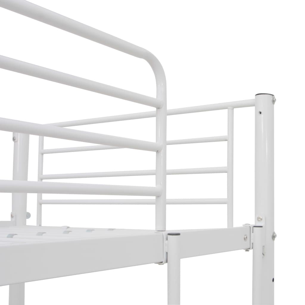 Fehér fém emeletes ágykeret asztallal 90 x 200 cm Fehér fém emeletes ágykeret asztallal 90 x 200 cm