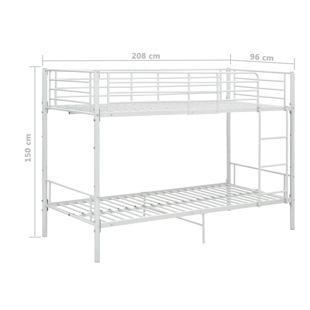 Fehér fém emeletes ágy 90 x 200 cm Fehér fém emeletes ágy 90 x 200 cm