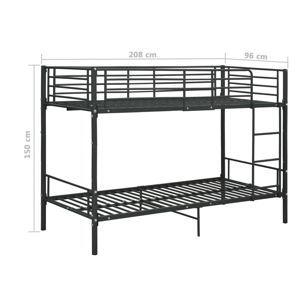 Fekete fém emeletes ágy 90 x 200 cm Fekete fém emeletes ágy 90 x 200 cm