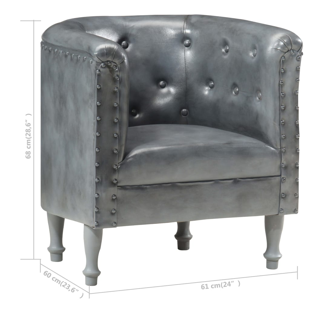 Szürke valódi bőr kagylófotel